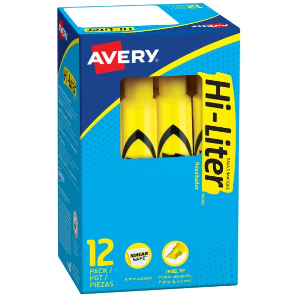 Avery(R) Hi-Liter(R), Desk-Style, Yellow, 1 Count (07742)